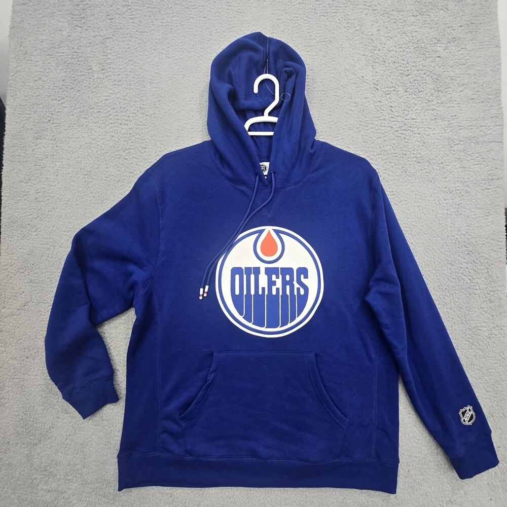 Edmonton Oilers NHL Hoodie Mens XL Blue Embroidered Logo Pullover Sweatshirt
